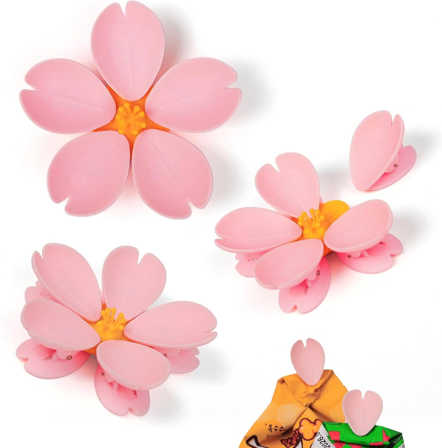 Sakura Flower Magnetic Chip Clips Bag Clip Set – Cute Pink Chip Clip & Fridge Magnets for Snacks