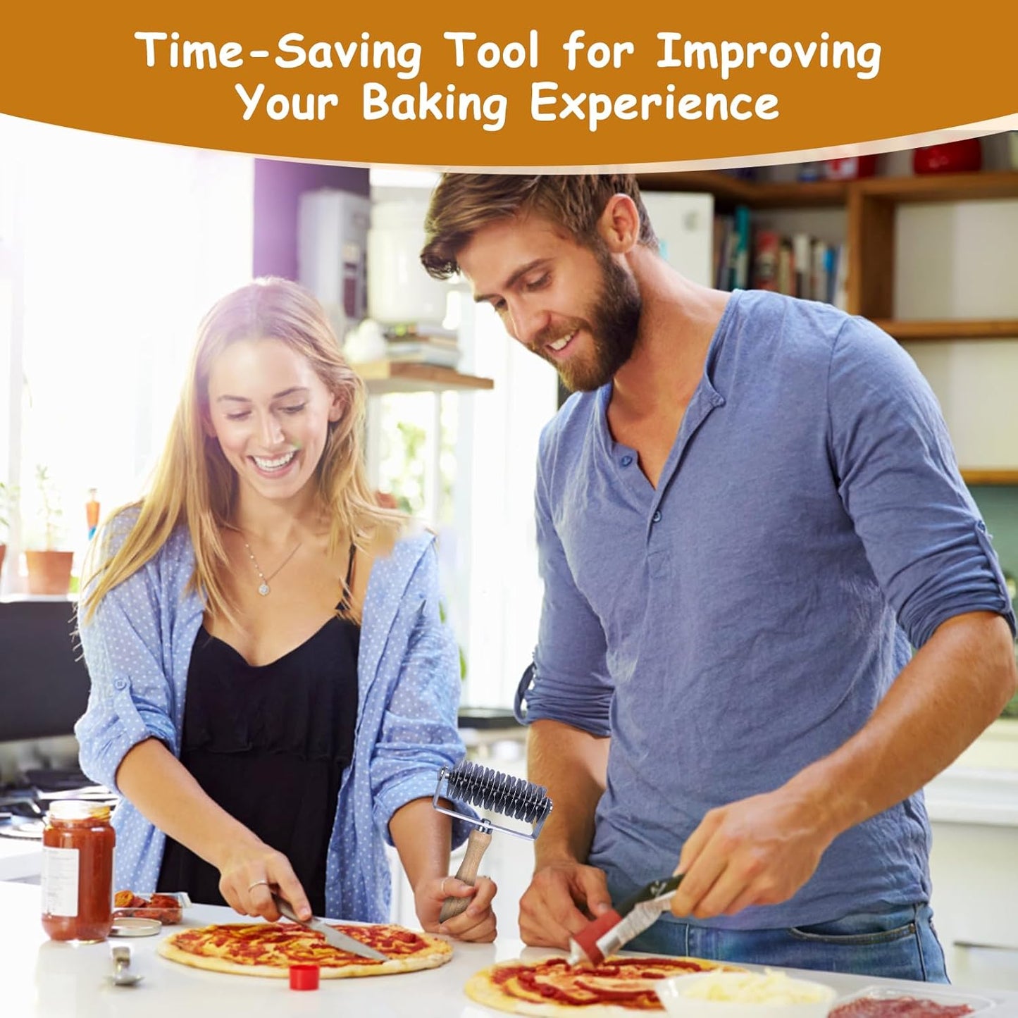 🥧 2-in-1 Decorative Dough Roller & Cutter – Professional Stainless Steel Pastry Wheel