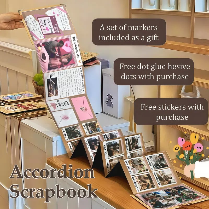 🔥✨The Memory Keeper: 230 cm Accordion Scrapbook Album📚