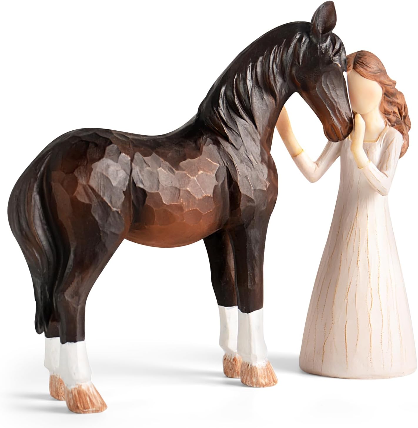 Children‘s Souvenir🎁: Symbolic Desktop Sculpture💖Girl Embraces Horses Figurine