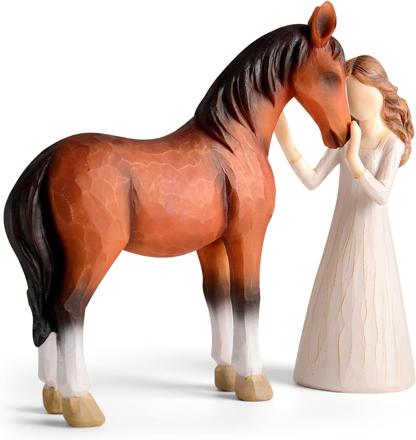 Children‘s Souvenir🎁: Symbolic Desktop Sculpture💖Girl Embraces Horses Figurine
