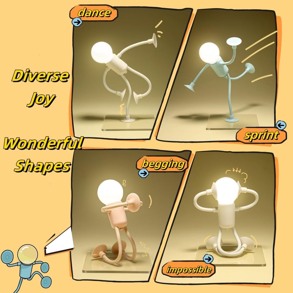 Changeable Shape Funny Sportsman Night Light, Suction Cup Bendable Mini Decorative Night Light