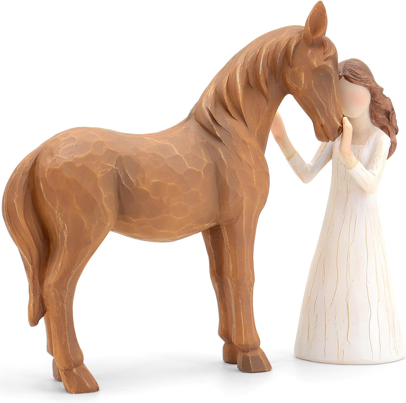 Children‘s Souvenir🎁: Symbolic Desktop Sculpture💖Girl Embraces Horses Figurine