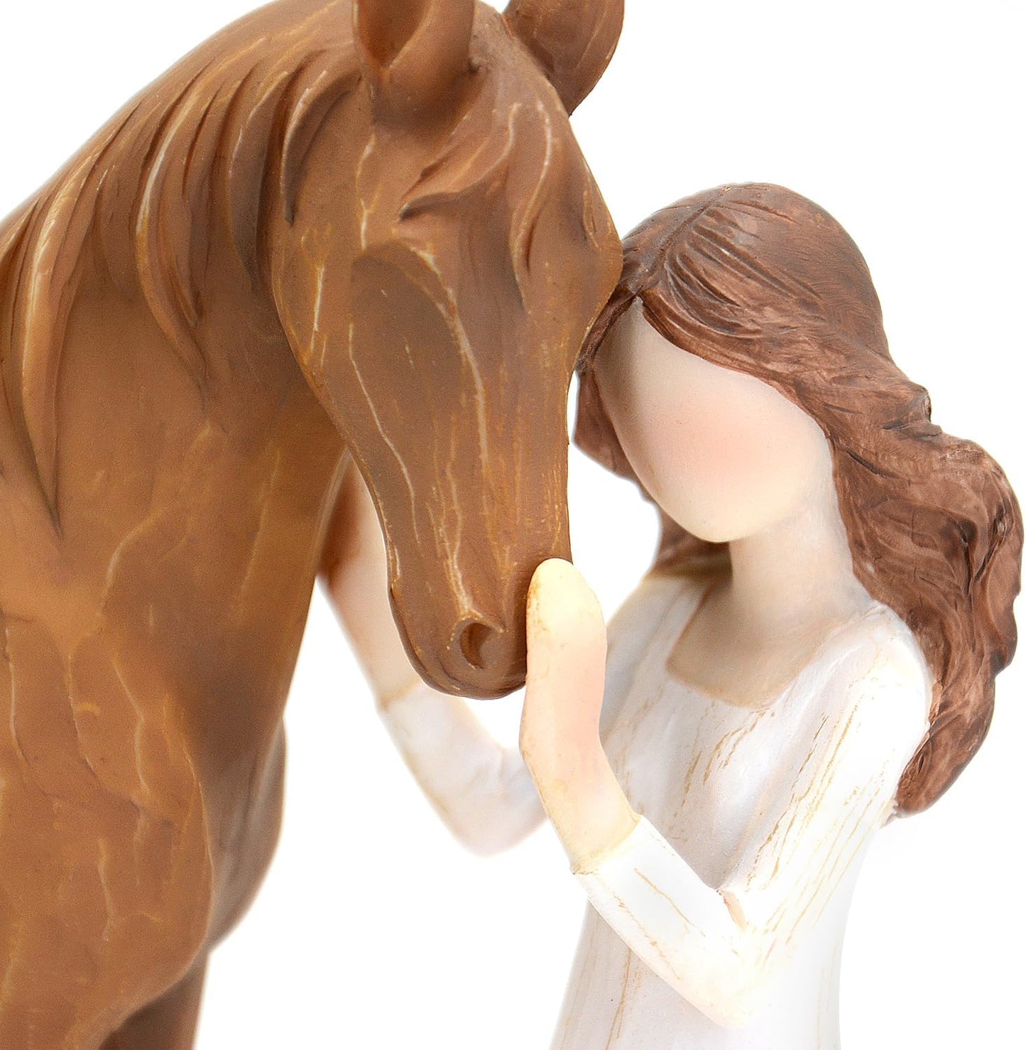 Children‘s Souvenir🎁: Symbolic Desktop Sculpture💖Girl Embraces Horses Figurine