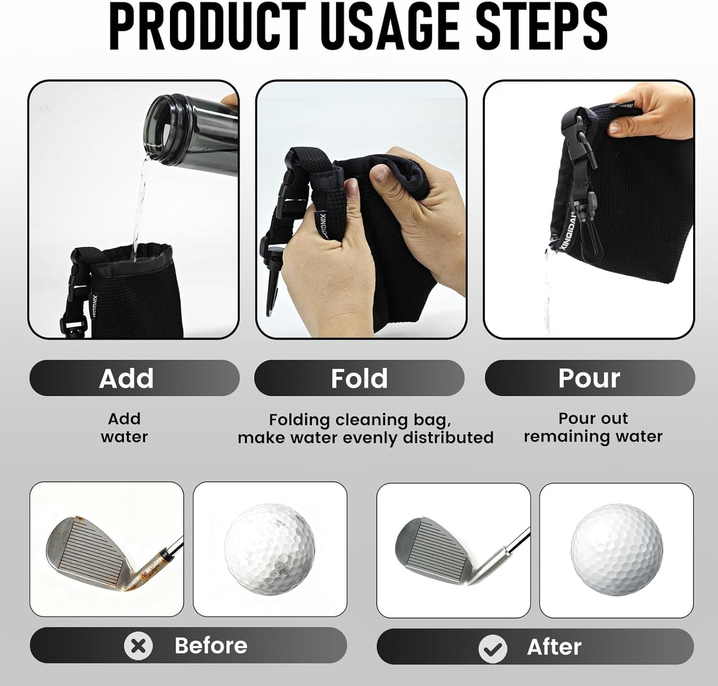 Golf Club and Golf Ball Cleaning Bag