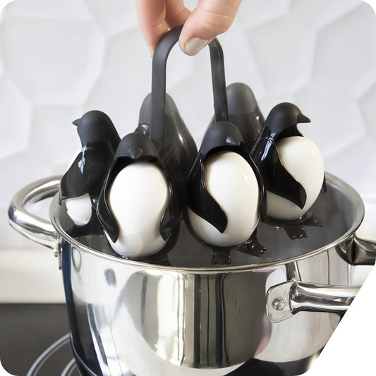 Penguin-Shaped Boiled Egg Cooker for Making Soft or Hard Boiled Eggs, Holds 6 Eggs for Easy Cooking