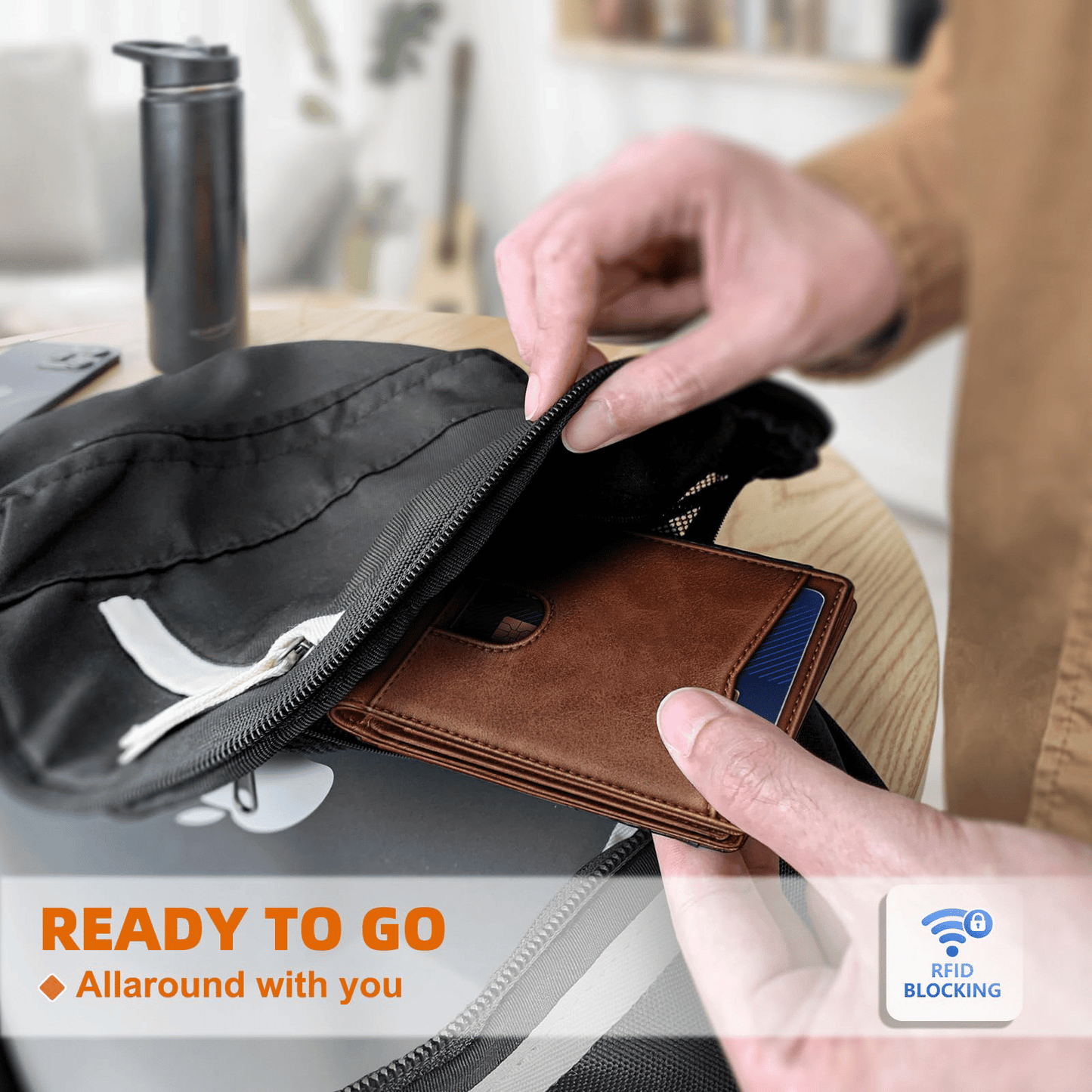 🎁Holiday gifts: Valentine's Day gifts for husbands or boyfriends💳Slim Leather Wallet Front Pocket Card Holder Gift For Men 11 Slots RFID Blocking