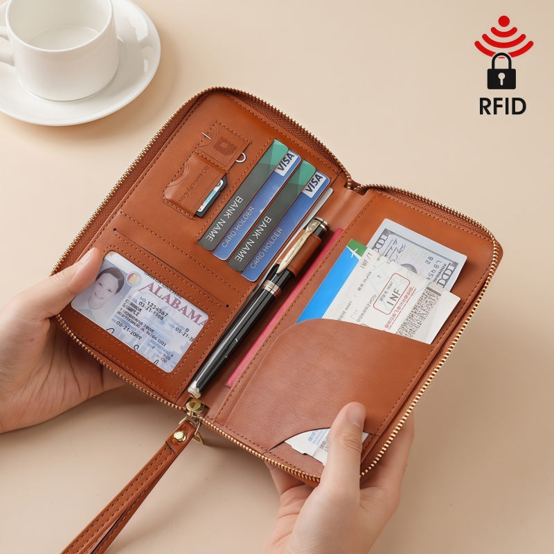 Women's Leather Wallet–Multifunctional RFID Passport Wallet ✨