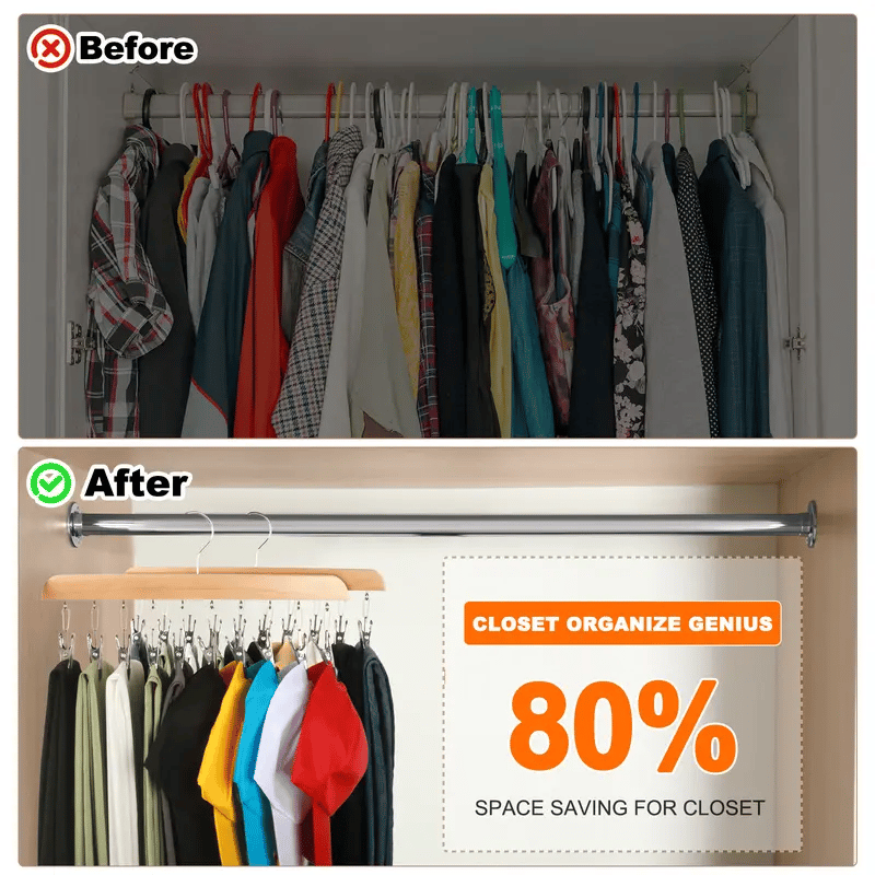 Closet Organizer with 10 Clips🔥 - Space Saving Hanging Closet Organizer
